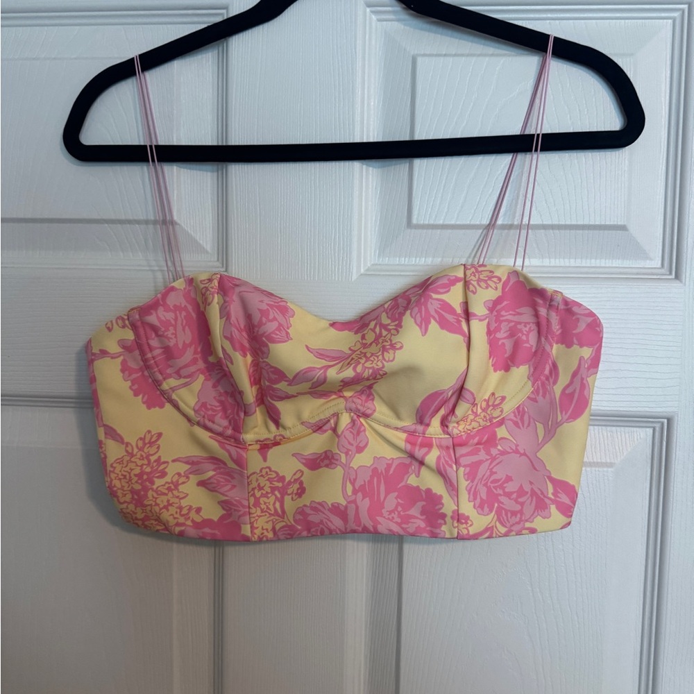 Floral Pink and Yellow Bustier Top